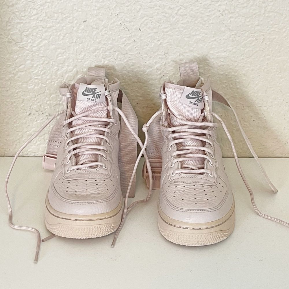 Nike Air Force AF1 pale pink hightop military sneaker shoes size 4.5Y - Picture 6 of 17